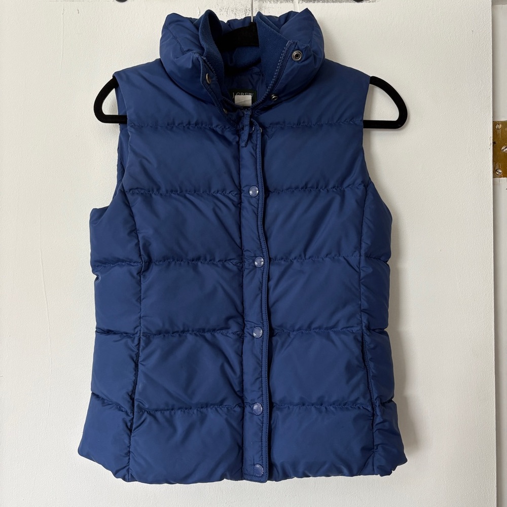 J. Crew down‎ filled blue puffer vest Womens size XS